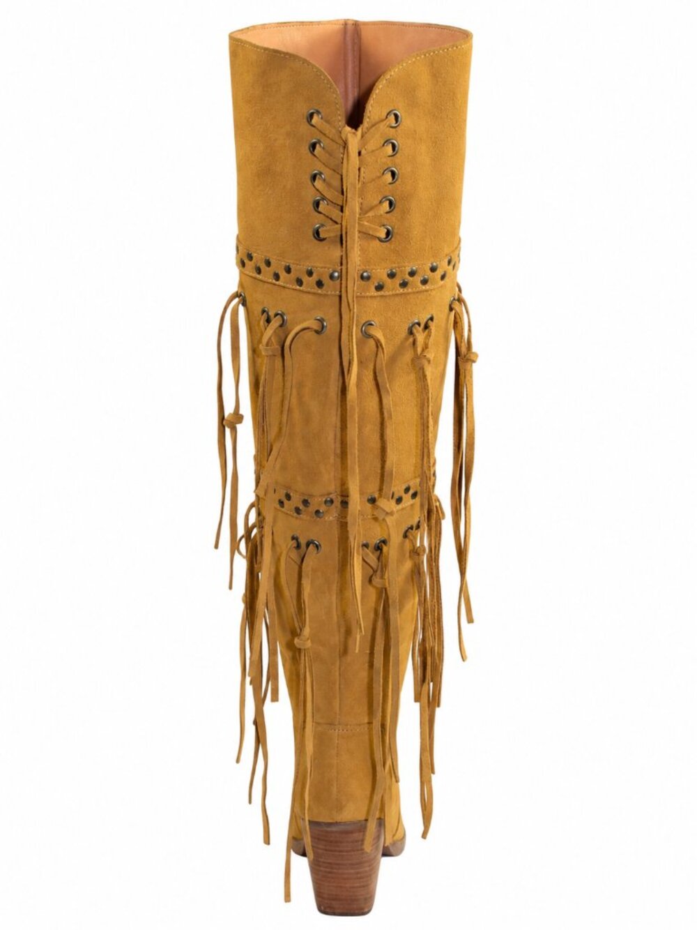 Dingo Witchy Woman Camel Suede Fringe Over the Knee Boots Size 7 - Picture 4 of 5